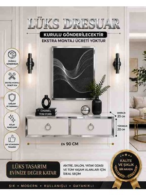 Gümüş Detaylı Beyaz Renk Dresuar