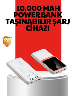 Ruhes 10000 Mah Taşınabilir Powerbank Çift Çıkışlı Type-C ve Lightning Uyumlu