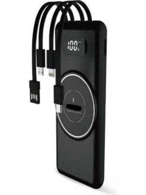 Ruhes Wireless Powerbank 10000 Mah LED Ekranlı Dahili Kablolu Hızlı Şarj