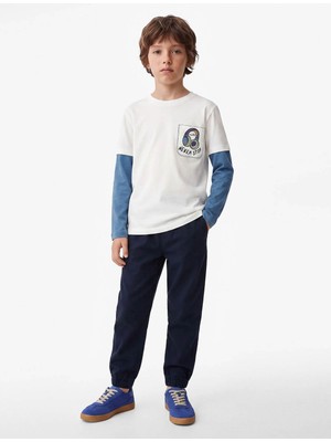 Koton Pamuklu Beyaz Erkek Çocuk Uzun Kollu T-Shirt 7WKB10099TK