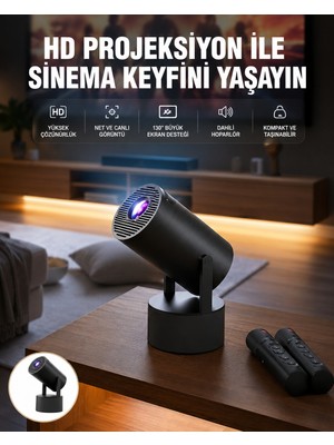 Akıllı Projeksiyon Cihazı Karaoke Mikrofonlu 1080P Android Yeni Nesil - Lisinya