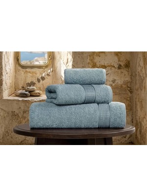 Biçomi 3 Lü Banyo Havlusu Seti Pamuklu Ritim Mint