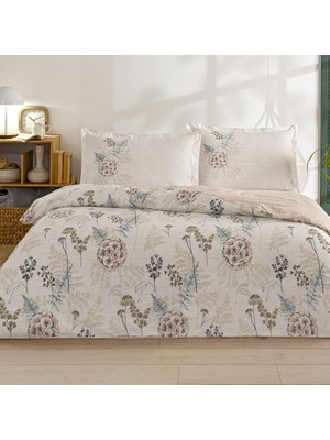 Özdilek King Size Fitted Çarşaf Ranforce Nevresim Takımı Phlox Krem