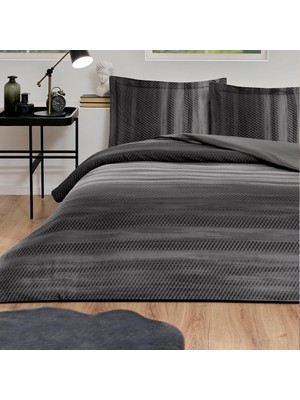 Özdilek King Size Fitted Çarşaf Ranforce Nevresim Takımı Notte Antrasit