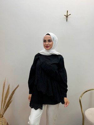 JOOQSTORE Kadın Fisto Işlemeli Kolları Detaylı Gömlek