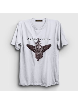 Presmono Unisex Beyaz Cello Wings Apocalyptica T-Shirt