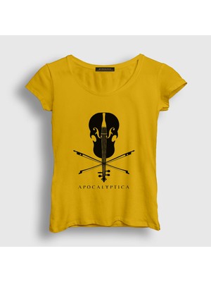 Presmono Kadın Sarı Cello Apocalyptica T-Shirt