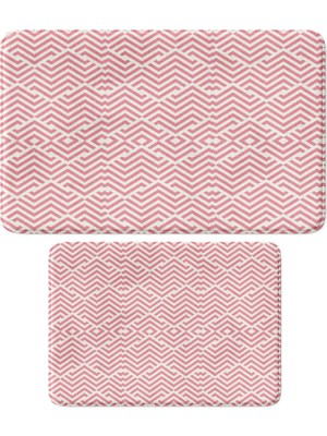 1001 Sevimli Tasarımlı Mikrofiber 2'li Takım Banyo Paspası, Kaymaz Taban, Makinede Yıkanabilir (40X6
