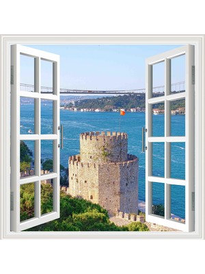 1001 Pencere Poster Duvar Kağıdı Rumeli Hisarı Yapışkanlı Sticker