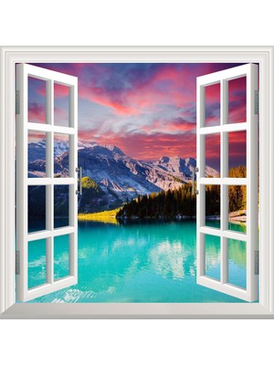 1001 Pencere Poster Duvar Kağıdı Oeschinensee Yapışkanlı Sticker