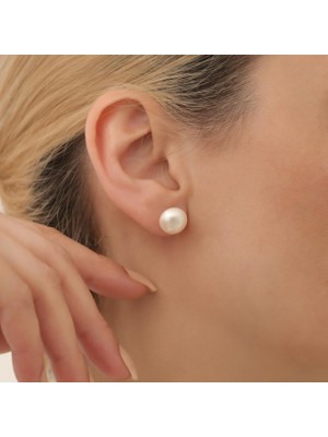 Nox Jewelry 925 Ayar Gümüş Beyaz Tatlısu İncisi Bayan Çivi Küpe-EP00136