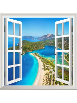 1001 Pencere Poster Duvar Kağıdı Ölüdeniz Yapışkanlı Sticker