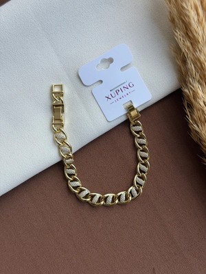 Ry Collections Xuping Zirkon Taş Detaylı Altın Kaplama Gurmet Zincir Bileklik