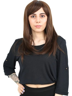 Get Store Düz Perçemli Orta Boy Fiber Sen Peruk / Kahve Karamel
