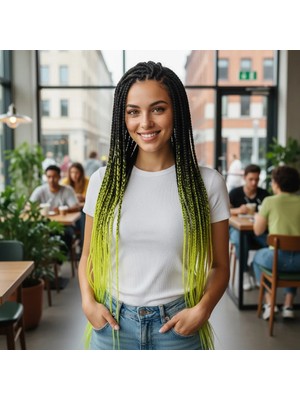 Get Store Afrika Örgüsü ve Rasta Için Sen Ombreli  / Siyah / Neon Sarı