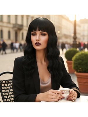 Get Store Daalı Kısa Perçemli Fiber Sen Peruk / Siyah