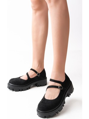 Zerenyus ZRİN-868-756 Premium Siyah Süet Ortopedik Yüksek Tabanlı Loafer