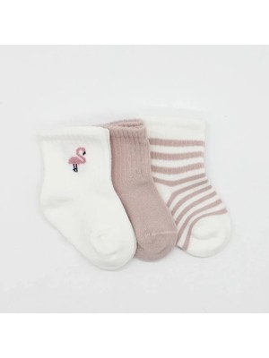 Bistyle Flamingo Girl 3'lü Penye Soket Çorap 10136 Ekru