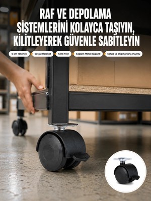 Get Store 6 cm Kilitli Tekerlek Ayak 4 Adet Sehpa ve Ekipman Uyumlu