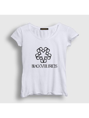 Presmono Kadın Beyaz Star Black Veil Brides T-Shirt
