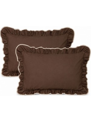 Calina Home Kahverengi Fırfırlı Yastık Kılıfı (2 Adet)