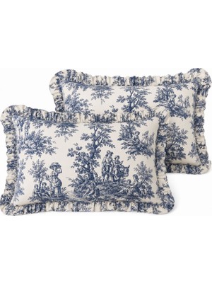 Calina Home Fransız Köyü Vintage Fırfırlı Yastık Kılıfı (2 Adet)