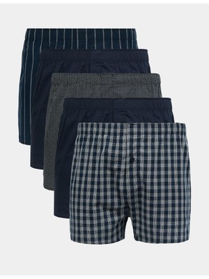 Marks & Spencer Saf Pamuklu 5'li Dokuma Boxer Seti