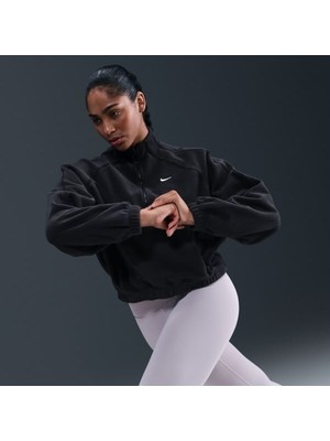 Nike One Therma-Fıt Hz Top Polar Oversıze Kadın Siyah Sweatshirt-Sportxstore
