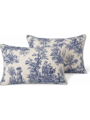 Calina Home Fransız Köyü Vintage %100PAMUKLU Yastık Kılıfı (2 Adet)