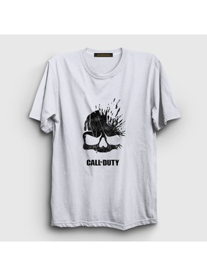 Presmono Unisex Beyaz Skull Call Of Duty T-Shirt