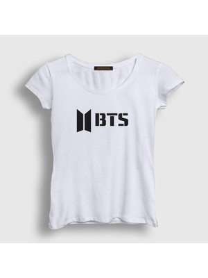 Presmono Kadın Beyaz Logo Bts T-Shirt