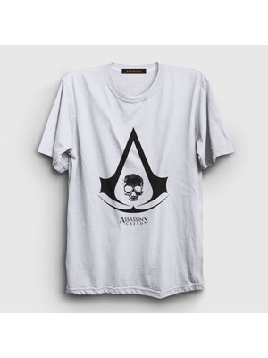 Presmono Unisex Beyaz Skull Assassin's Creed T-Shirt