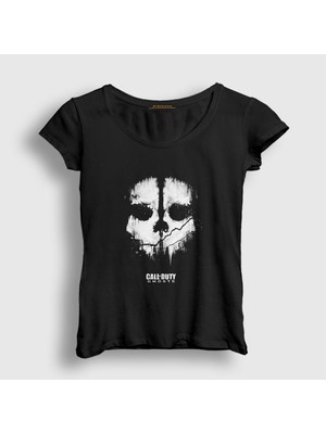Presmono Kadın Siyah Ghosts Call Of Duty T-Shirt