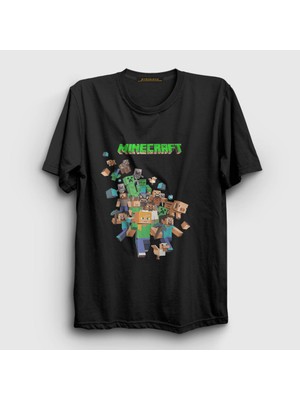 Presmono Unisex Siyah All Minecraft T-Shirt