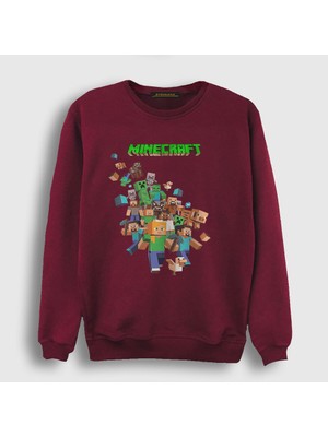 Presmono Unisex Bordo All Minecraft Sweatshirt