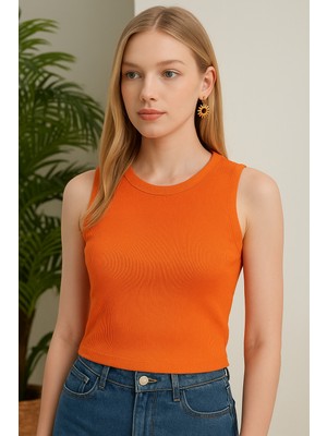 Luxee %100 Pamuk Halter Yaka Kaşkorse Crop Body