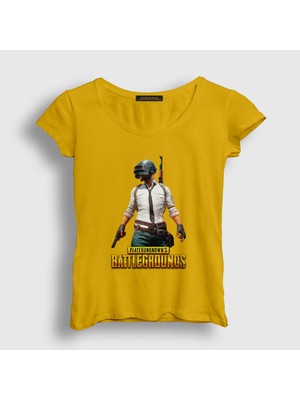 Presmono Kadın Sarı Cover Pubg T-Shirt