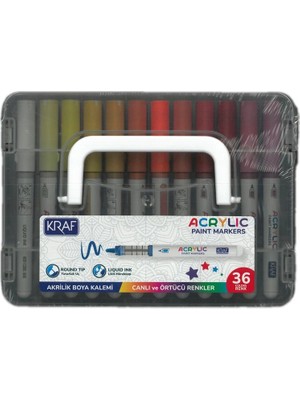 Kraf 666 Akrilik Marker Yuvarlak Uç Boya Kalemi Seti 36'lı