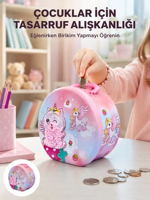 Bezos Mini Çocuk Para Kasası Güvenli Kilitli Birikim Kutusu
