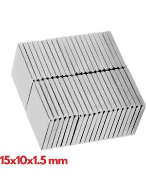 10 Adet 15X10X1.5 mm Köşeli Neodyum Mıknatıs N35 Magnet Dayanıklı Nikel Kaplama ( Lisinya )