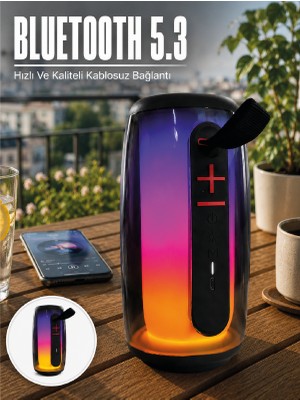 Kablosuz Bluetooth Hoparlör Rgb Ambiyans Işıklı USB ve Tf Kart Destekli - Lisinya