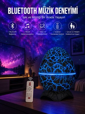Dinozor Speaker Renk Değiştirme Projeksiyon Modu Bluetooth Hoparlör Gece Lambası Yeni Nesil - Lisinya