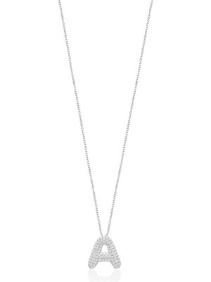 Emiliano Jewellery Zirkon Taşlı Altın Kaplamalı A Harfi Gümüş Kolye