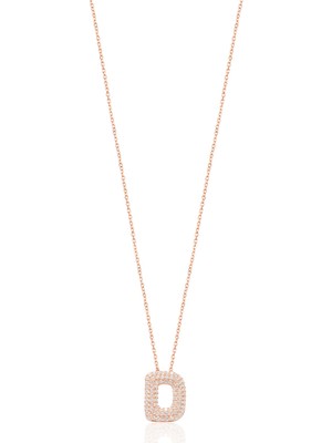 Emiliano Jewellery Zirkon Taşlı Altın Kaplamalı D Harfi Gümüş Kolye