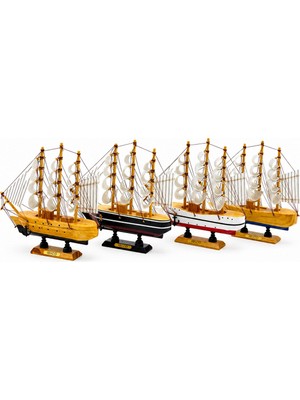 Go İthalat Küçük Uzunluk : 20CM - Genişlik : 21CM Masaüstü Dekoratif Ahşap Yelkenli Gemi Süs Eşyası Herhangi Bir Renk Gönderilir (3791)