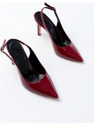 Zerenyus ZRİN-1153 Exclusive Bordo Rugan Günlük Arkası Açık 9 cm Topuklu Ayakkabı