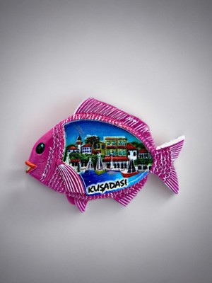 Mundy Kuşadası Polyester Kabartmalı Magnet 8,5 x 6 cm Dekoratif Hediyelik Buzdolabı Süsü (KOD:1789)