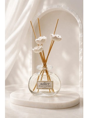 Safier Beyaz Çiçekler Seramik Taş Çiçekli Çubuklu Oda Kokusu White Flowers 80 ml