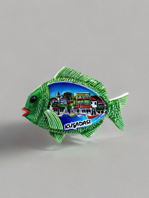 Mundy Kuşadası Polyester Kabartmalı Magnet 8,5 x 6 cm Dekoratif Hediyelik Buzdolabı Süsü (KOD:1788)