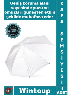Wintoup #şemsiye Güneş Koruyucu Ayarlanabilir Pratik Portatif Plaj Kamp Balıkçı Şapka Kafa Şemsiyesi Beyaz